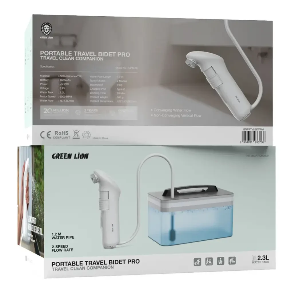 Green Lion Portable Travel Bidet Pro with 2.3L Tank (GPB-08) White