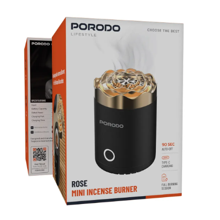 Porodo Lifestyle Rose Mini Incense Burner - Black