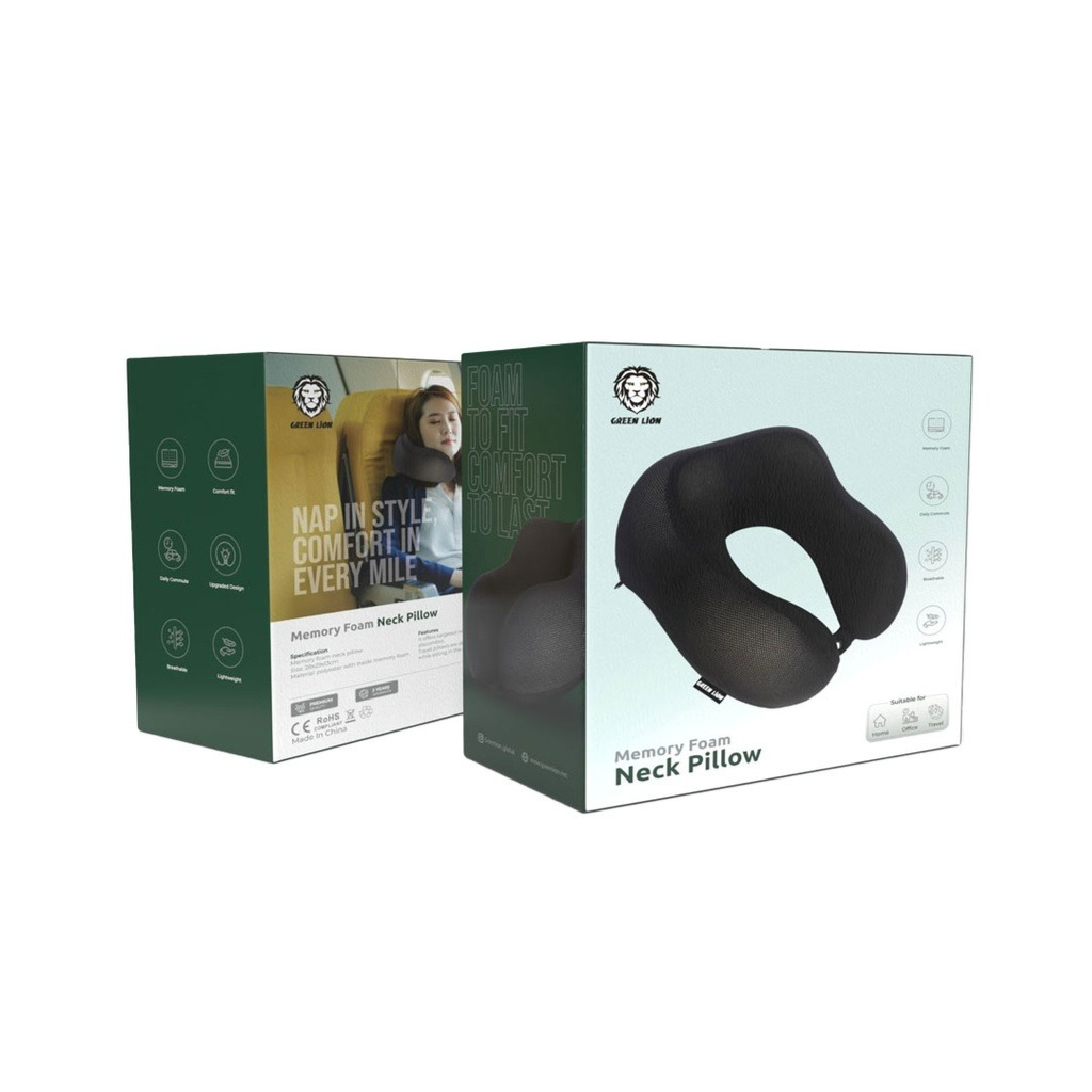 Green Lion Neck Pillow Memory Foam - Black