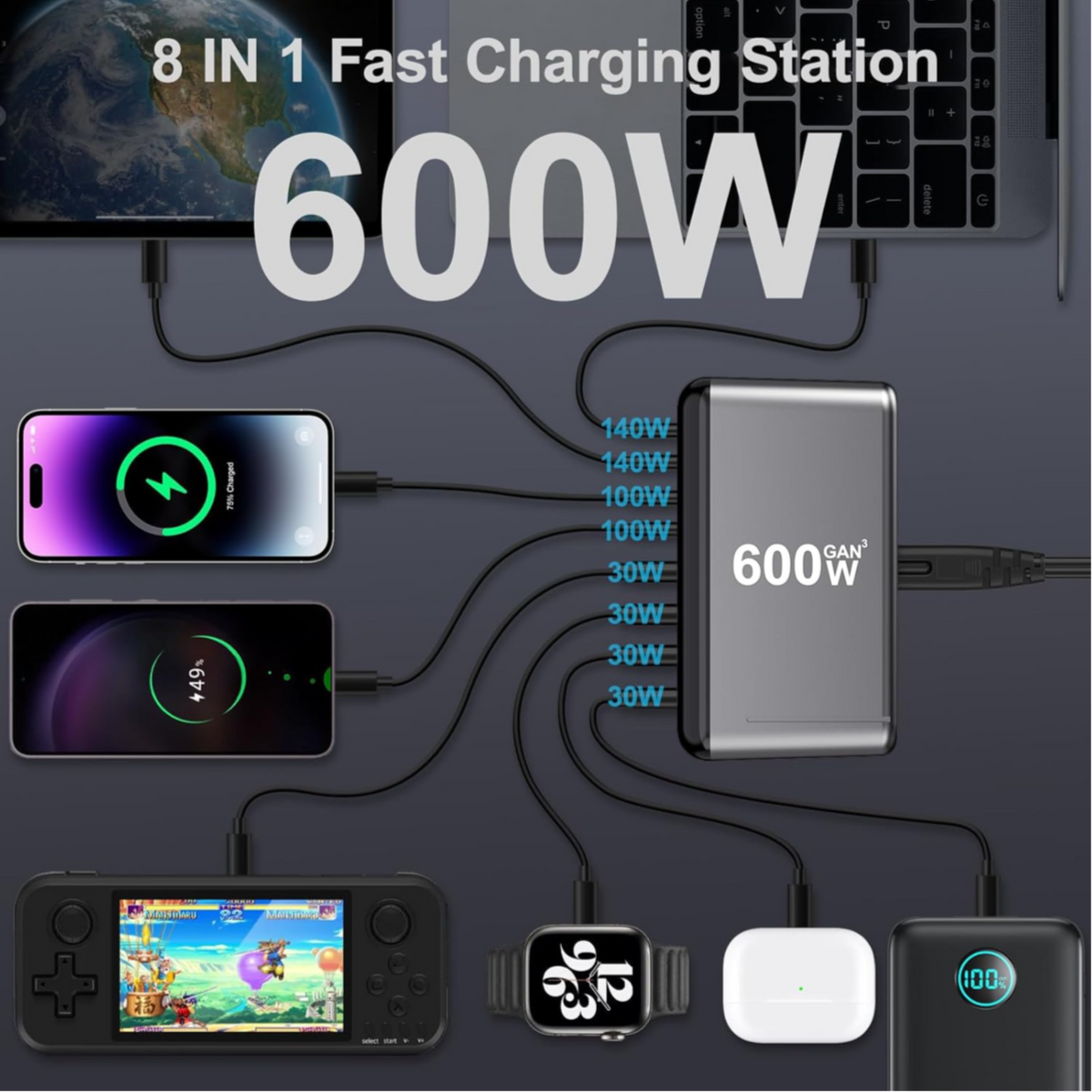 Fast Charging Station 600W 8 Port