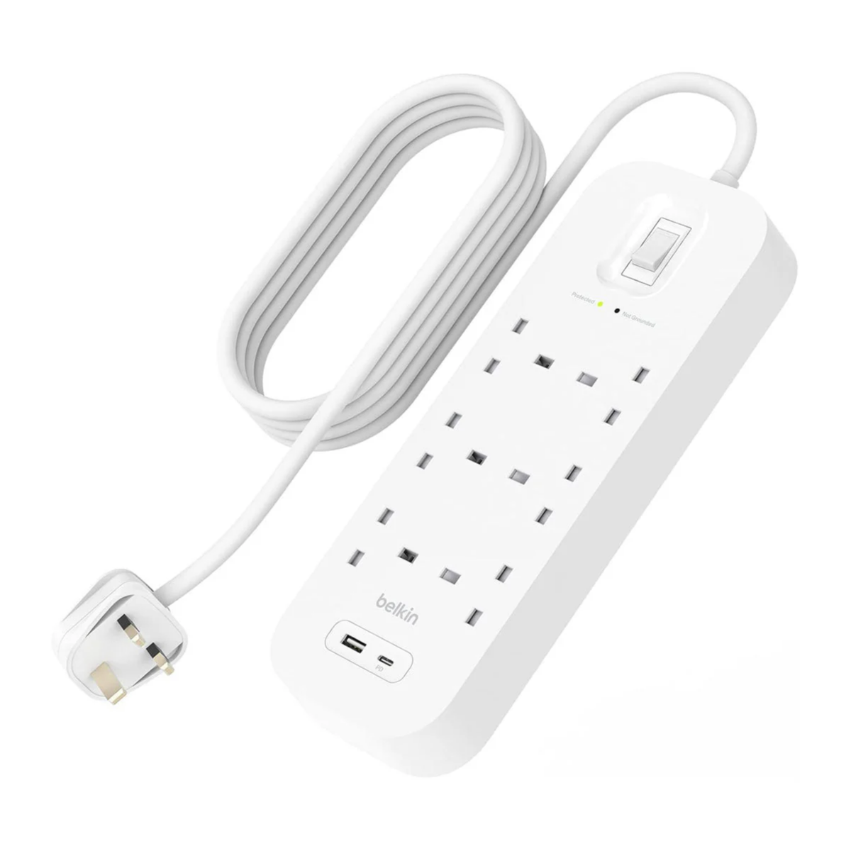 Belkin Surge Protector with USB-C and USB-A Ports 6 Outlet with 1 USB-C & 1 USB-A