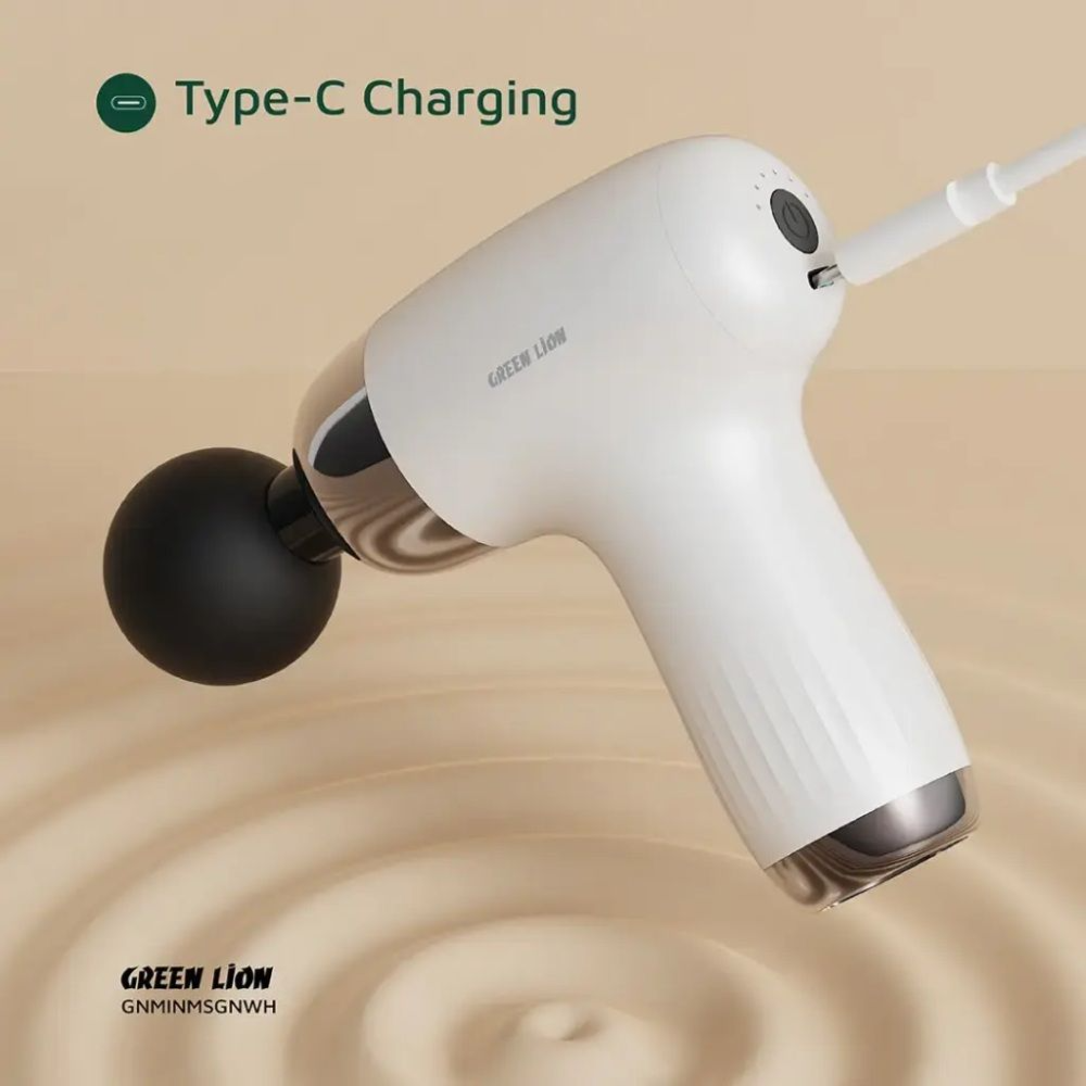 Green Lion Mini Massage Gun 6 Speed Levels White