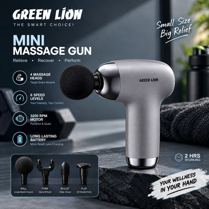 Green Lion Mini Massage Gun 6 Speed Levels White