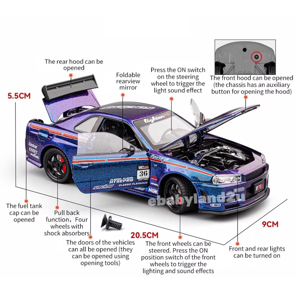 Die-Cast Car 1:24 Nissan Skyline GT-R R34