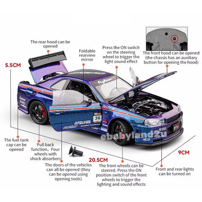 Die-Cast Car 1:24 Nissan Skyline GT-R R34