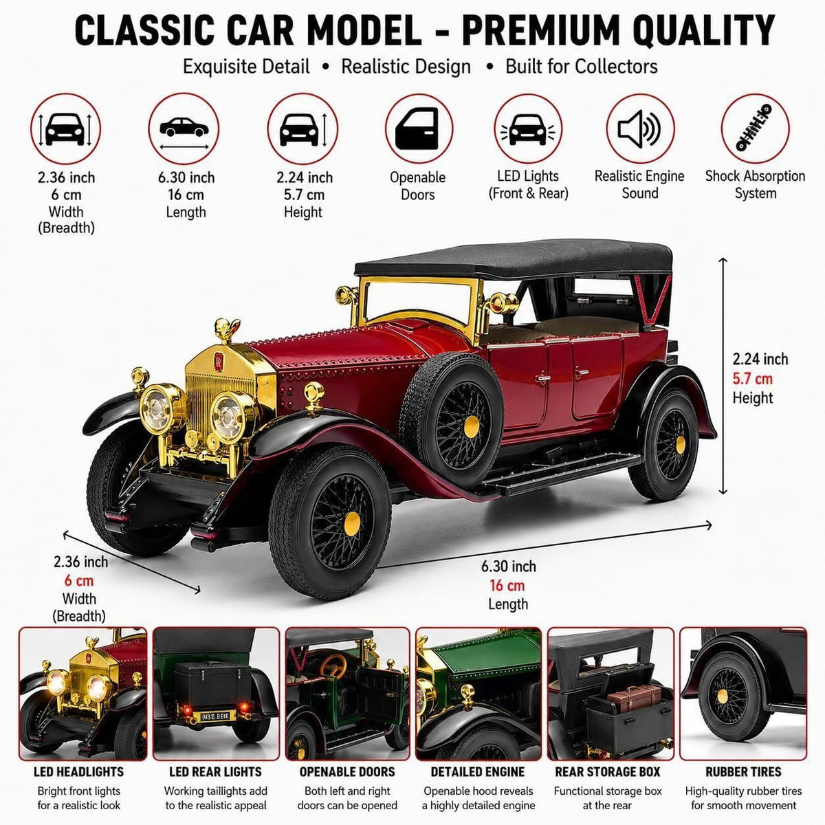 Die-Cast 1:24 Scale 1925 Rolls-Royce Phantom Car