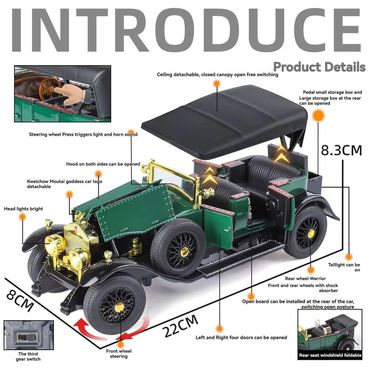 Die-Cast 1:24 Scale 1925 Rolls-Royce Phantom Car