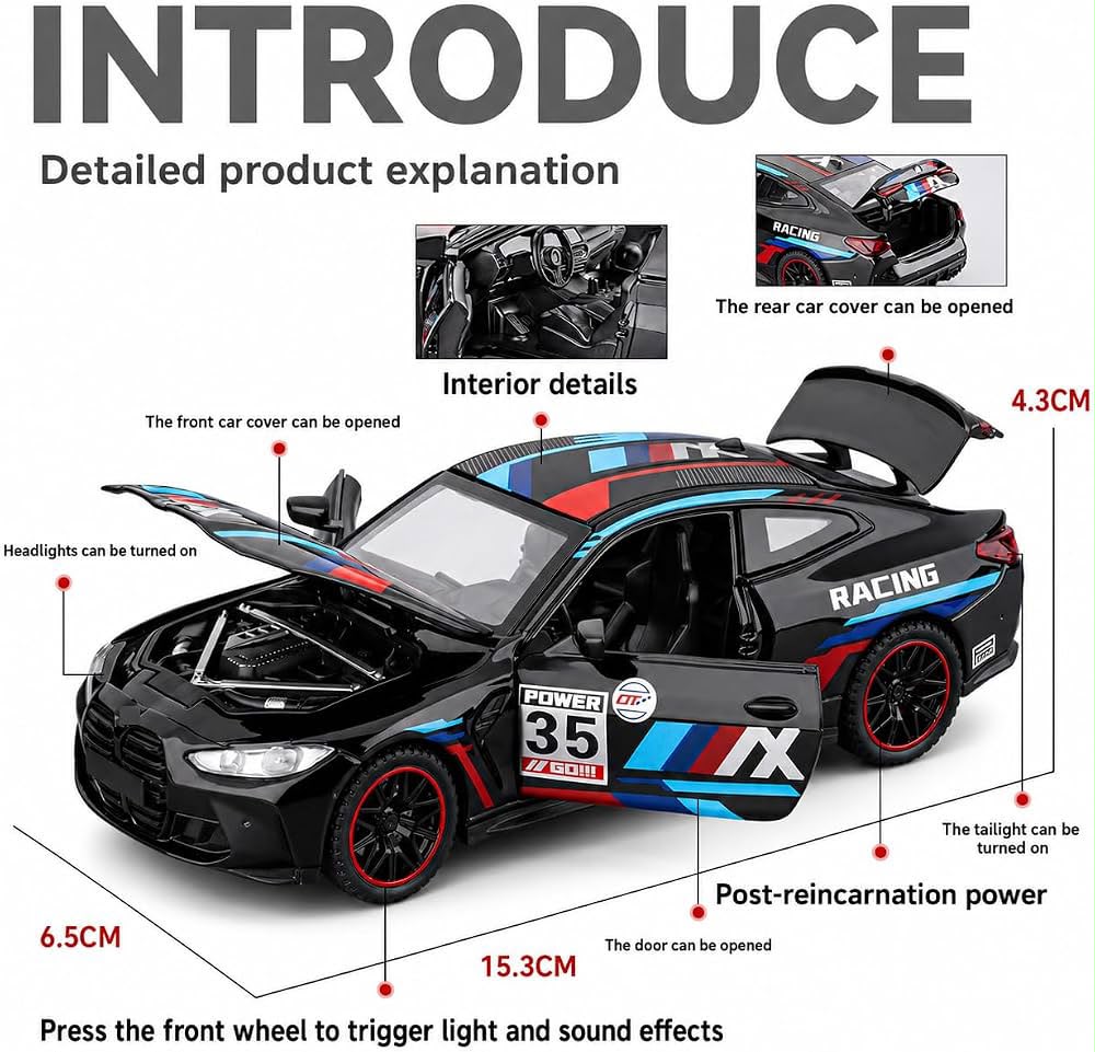 Die-Cast 1:24 Scale BMW M4 GT3 Car Black