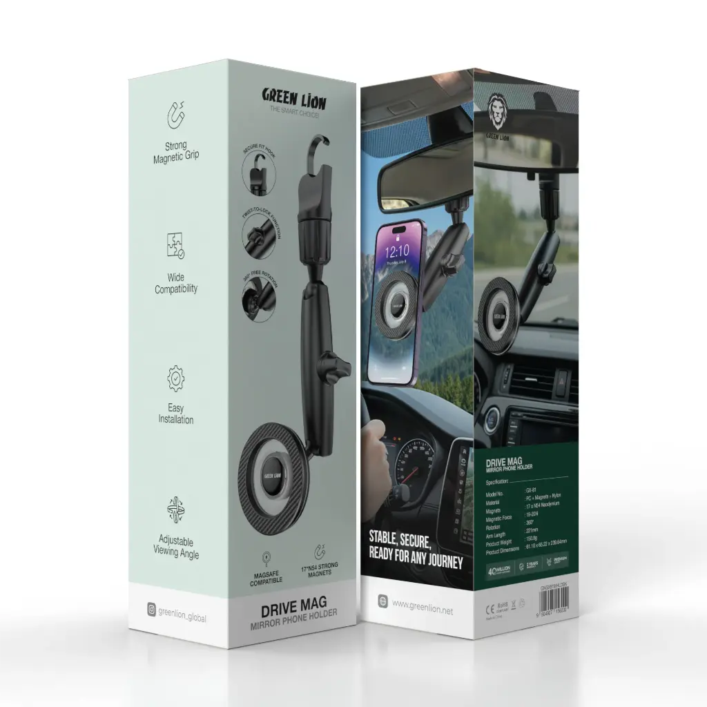 Green Lion Mirror Phone Holder MagSafe Compatible Strong Magnets